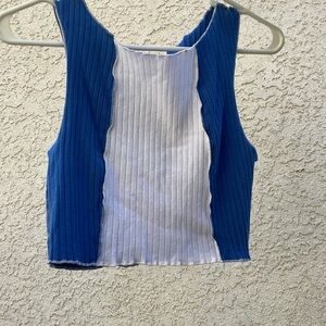 Blue and white crop top